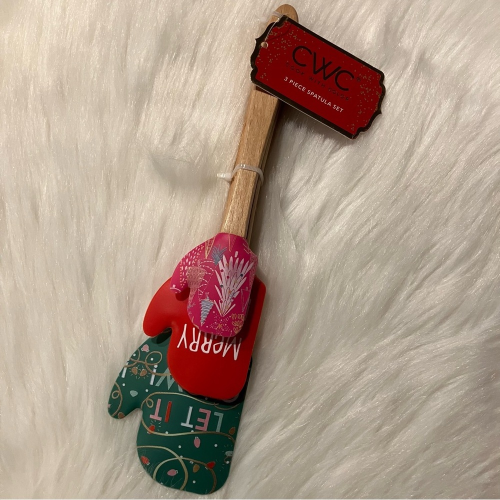 CWC Cook With Color Holiday Christmas Mitten Shape Spatula 3 Piece Set NEW - Picture 7 of 9